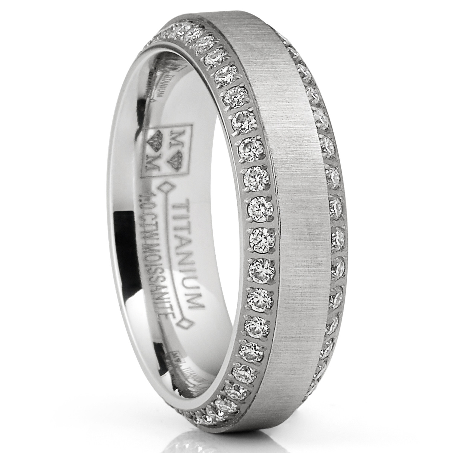 1 Carat Moissanite Mens Wedding Band 6MM Eternity Engagement Ring Two-Row Pave