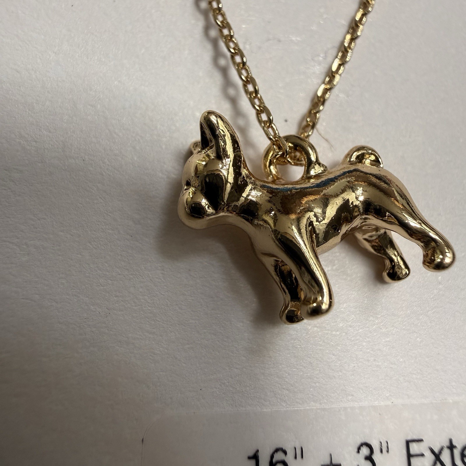 LC Lauren Conrad 16 Inch + 3 Extender Gold Tone Dog Pendant Necklace NWT