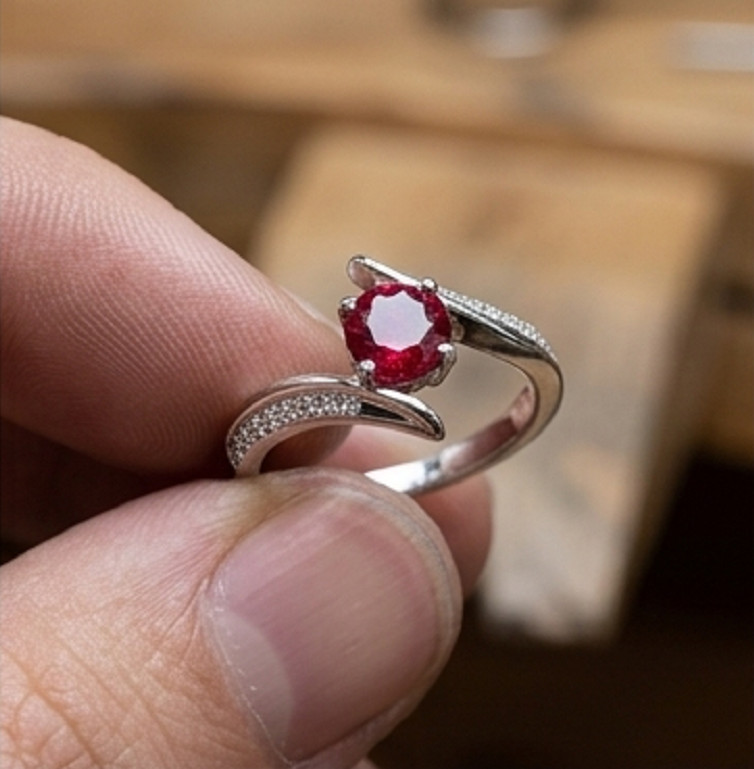 2.5ct Round Simulated Red Ruby/CZ BYPASS Engagement Band Ring White Gold Plated