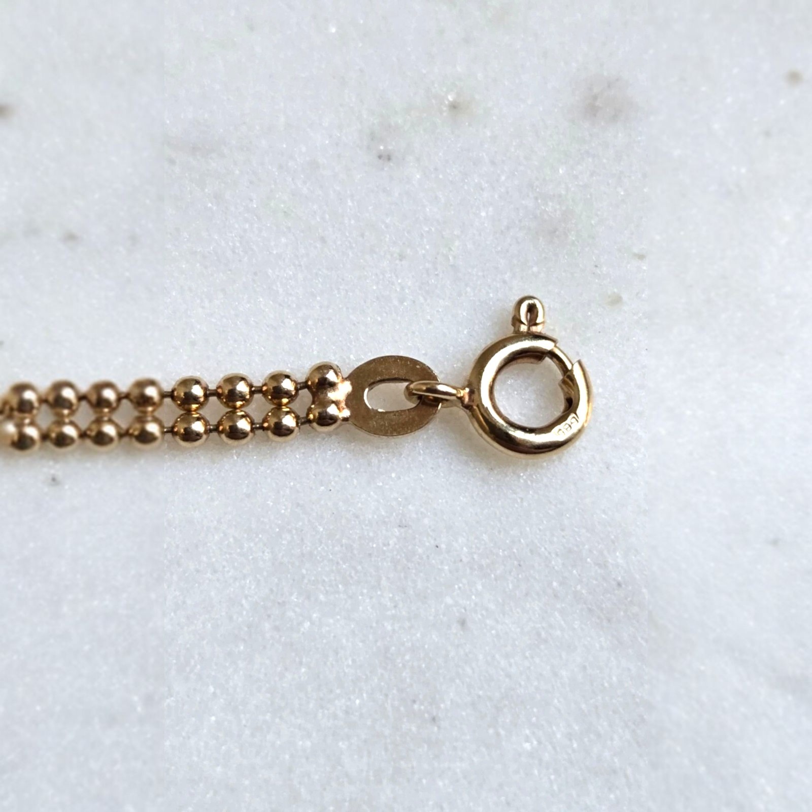 14K Gold Ornate Bar Link Double Chain Beaded Ball Bracelet 585 ITALIAN