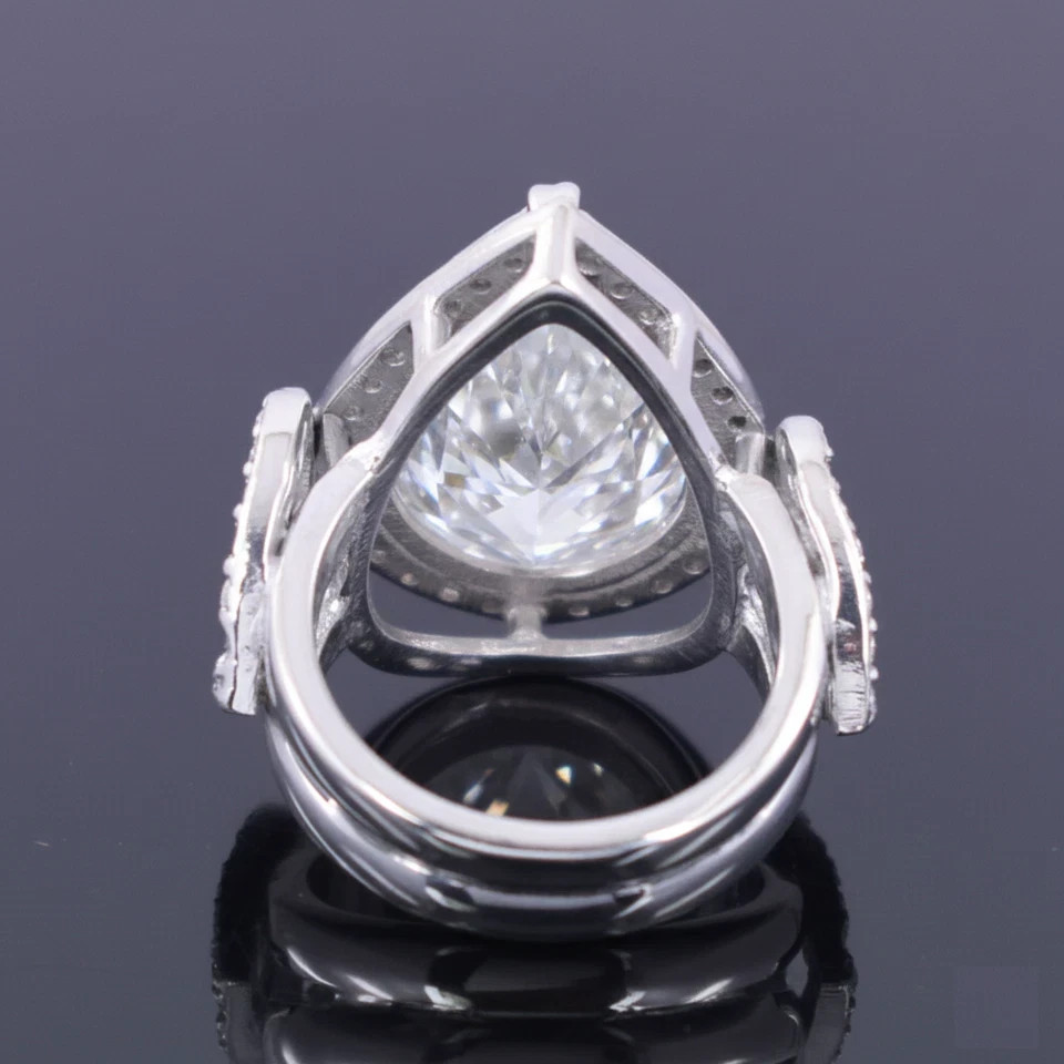 RARE Certified 10.45 Ct White Diamond Ring, Pear Cut Great Sparkle-Tariffs FREE