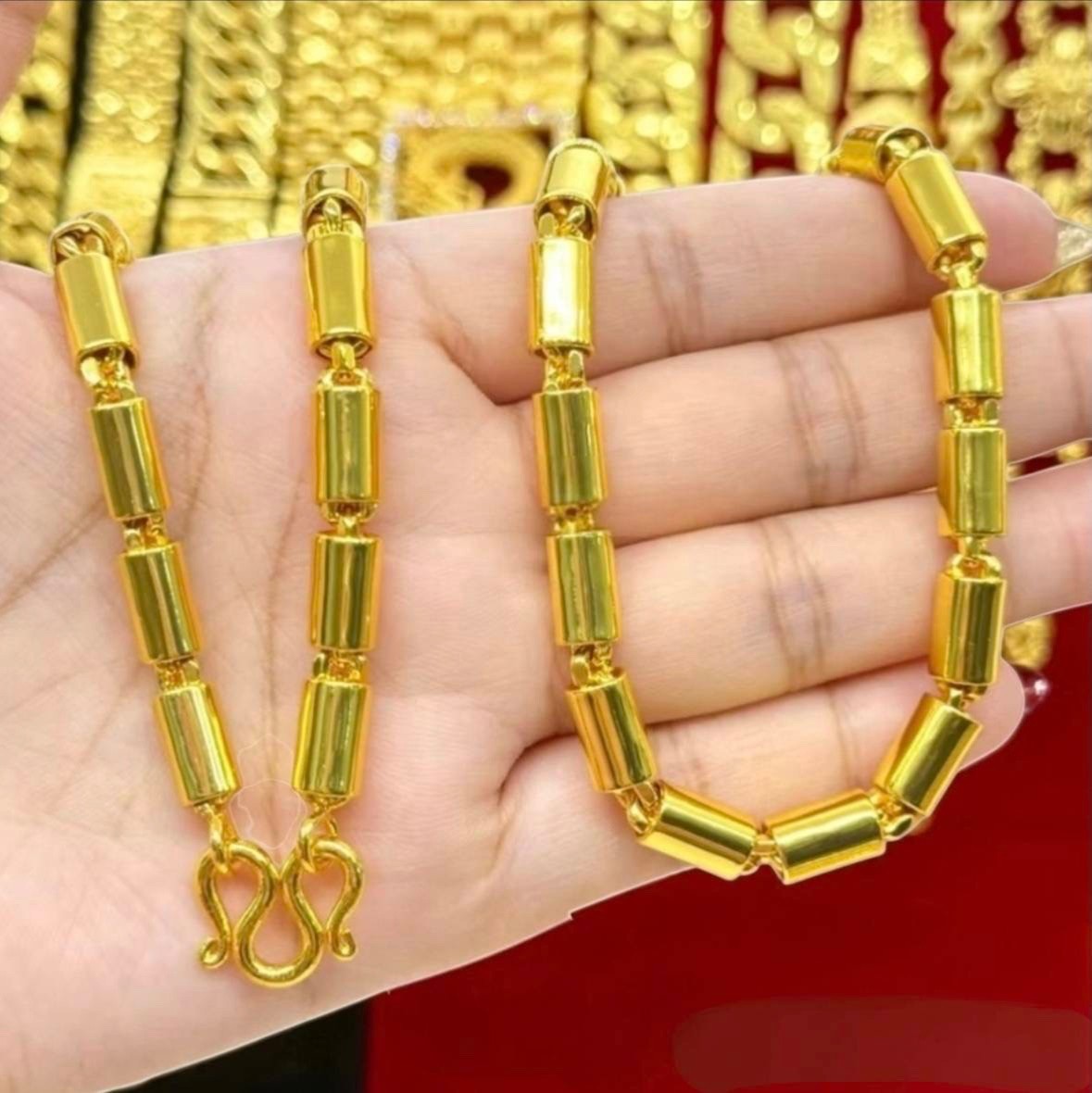 Thai Gold plated 24k Necklace Yellow Chain Pendant 24″ Weight 5 Baht