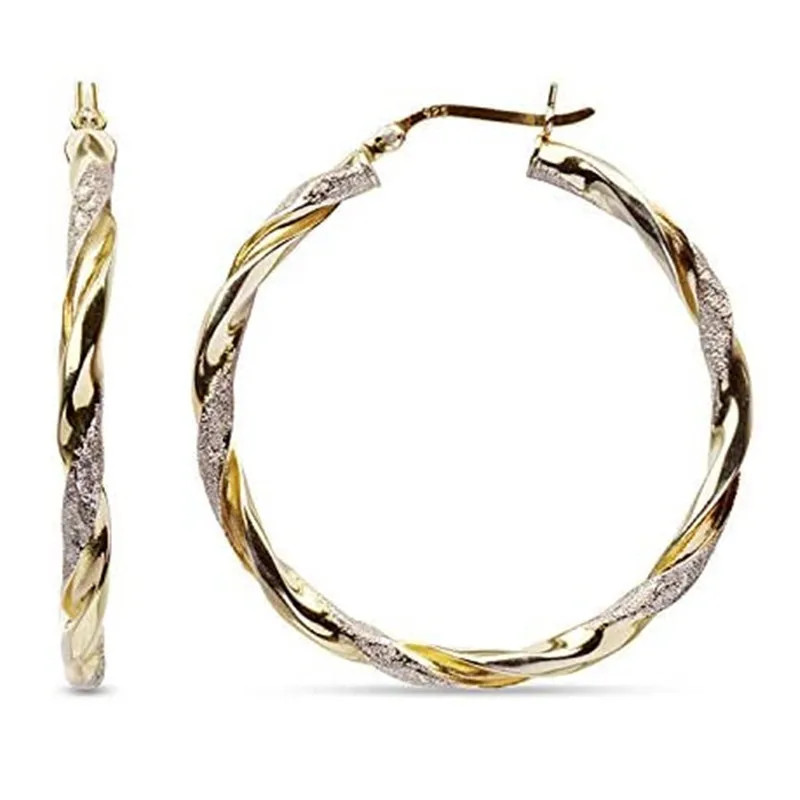 Gold Geometric Hoop Earrings Twist Gold Plated Alloy Women’s Fashion Jewelry