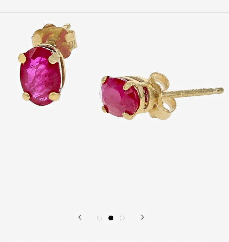 E. D. Marshall Jewelers 14k Yellow Gold Oval Ruby Stud Earrings Butterfly