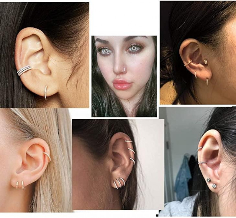1 Pc Surgical Steel Nose Ring Hoop Septum Piercing CZ Cartilage Earrings Jewelry