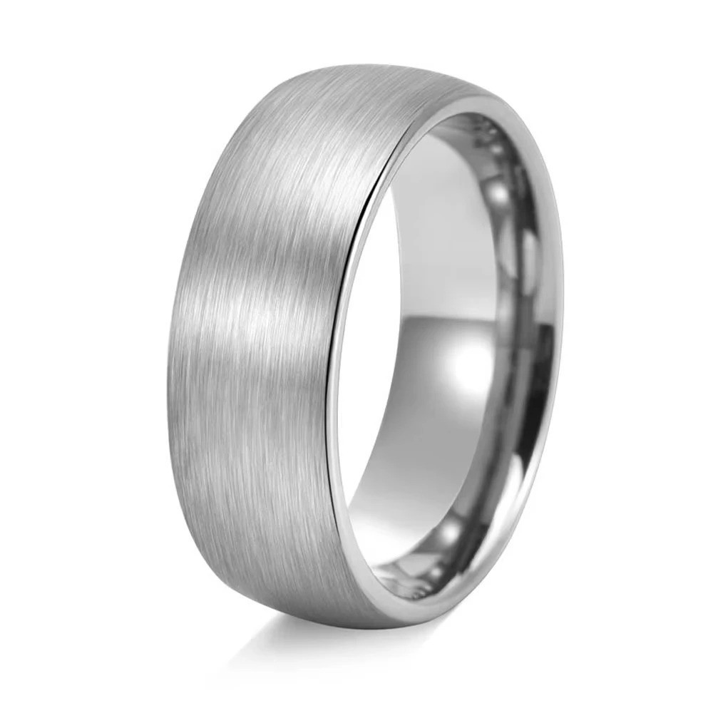 8MM Fashion Band Brushed Wedding Stainless Steel Solid Ring Men Women Gift