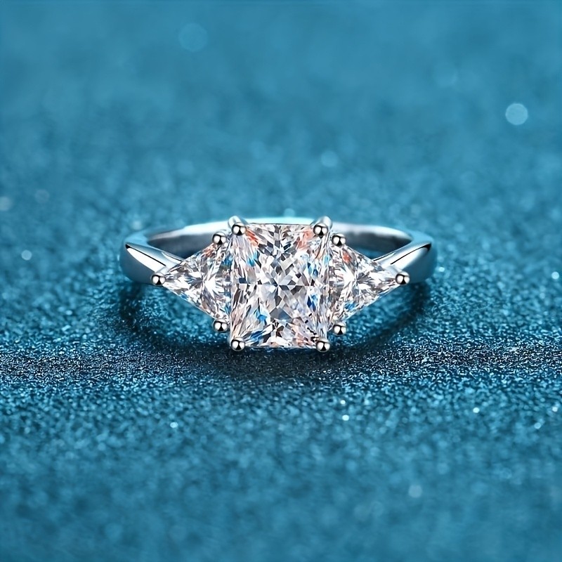 3 Carat Moissanite Engagement Ring 925 Silver Size 6 7 8 9