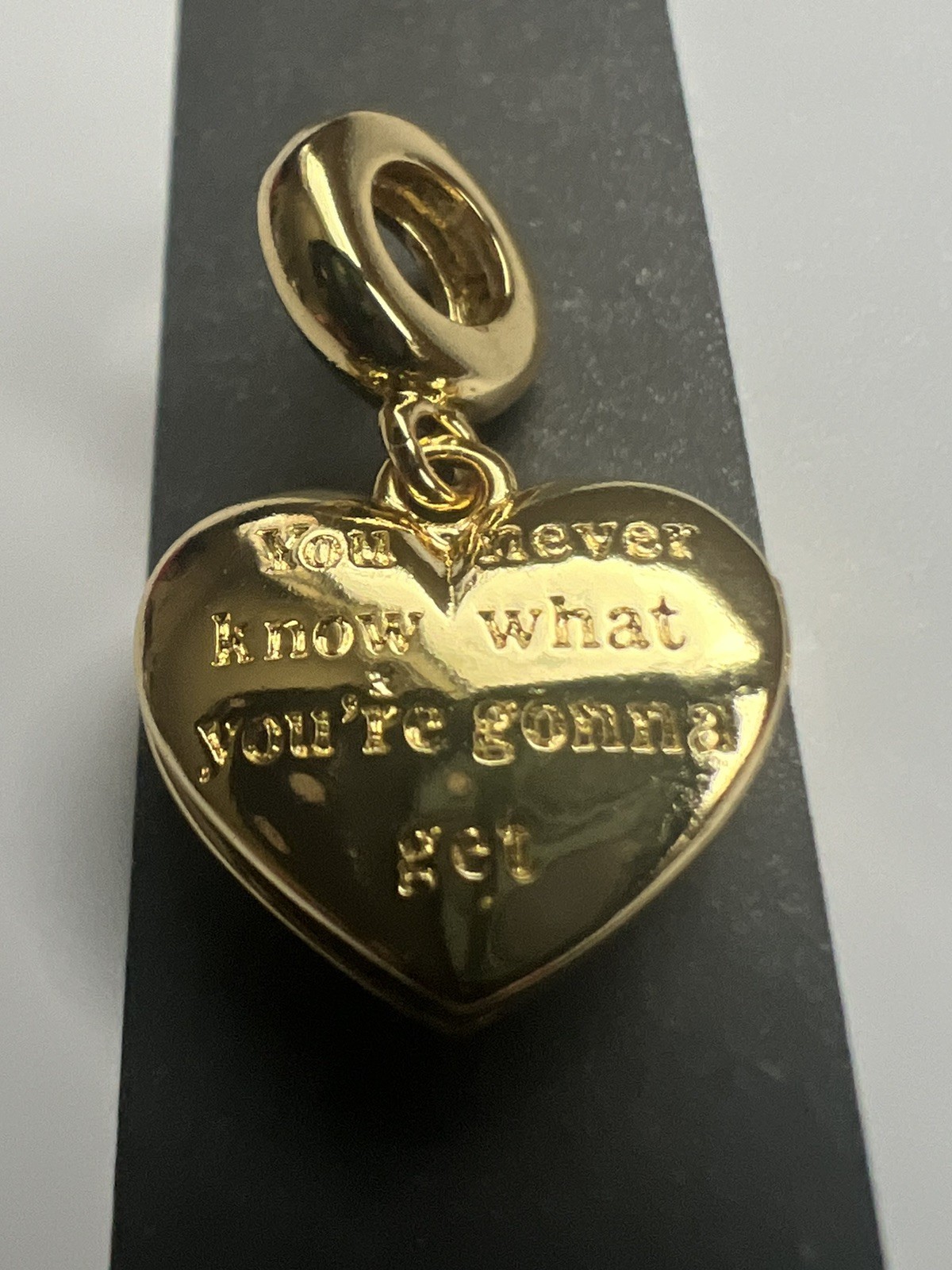New Marked 925 Silver Gold Plated Box Of Chocolate Heart Charm Pendant