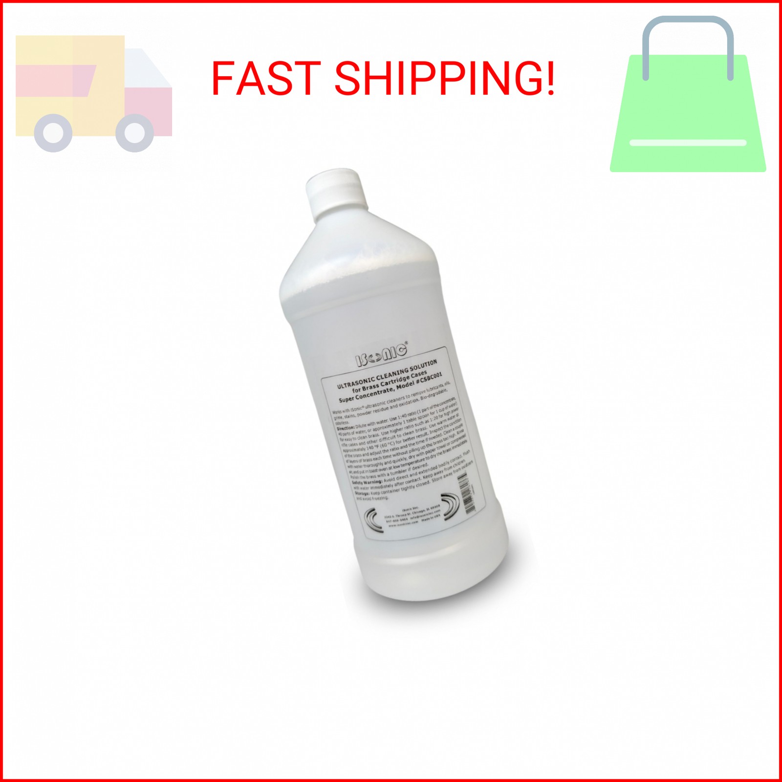 iSonic CSBC001 Ultrasonic Brass Cleaning Solution Super Concentrate, 1Qt Bottle