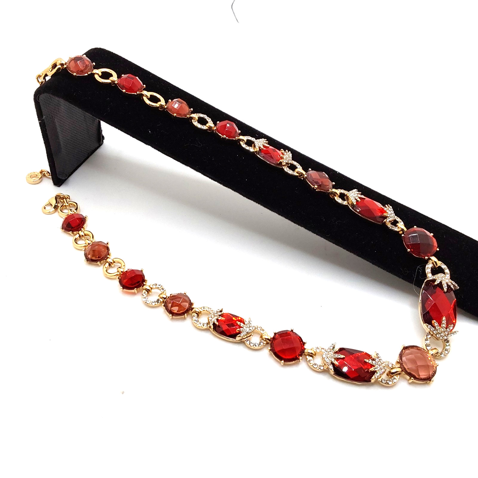 Anne Klein Beautiful Elegant Pave Siam Stone Collar Necklace