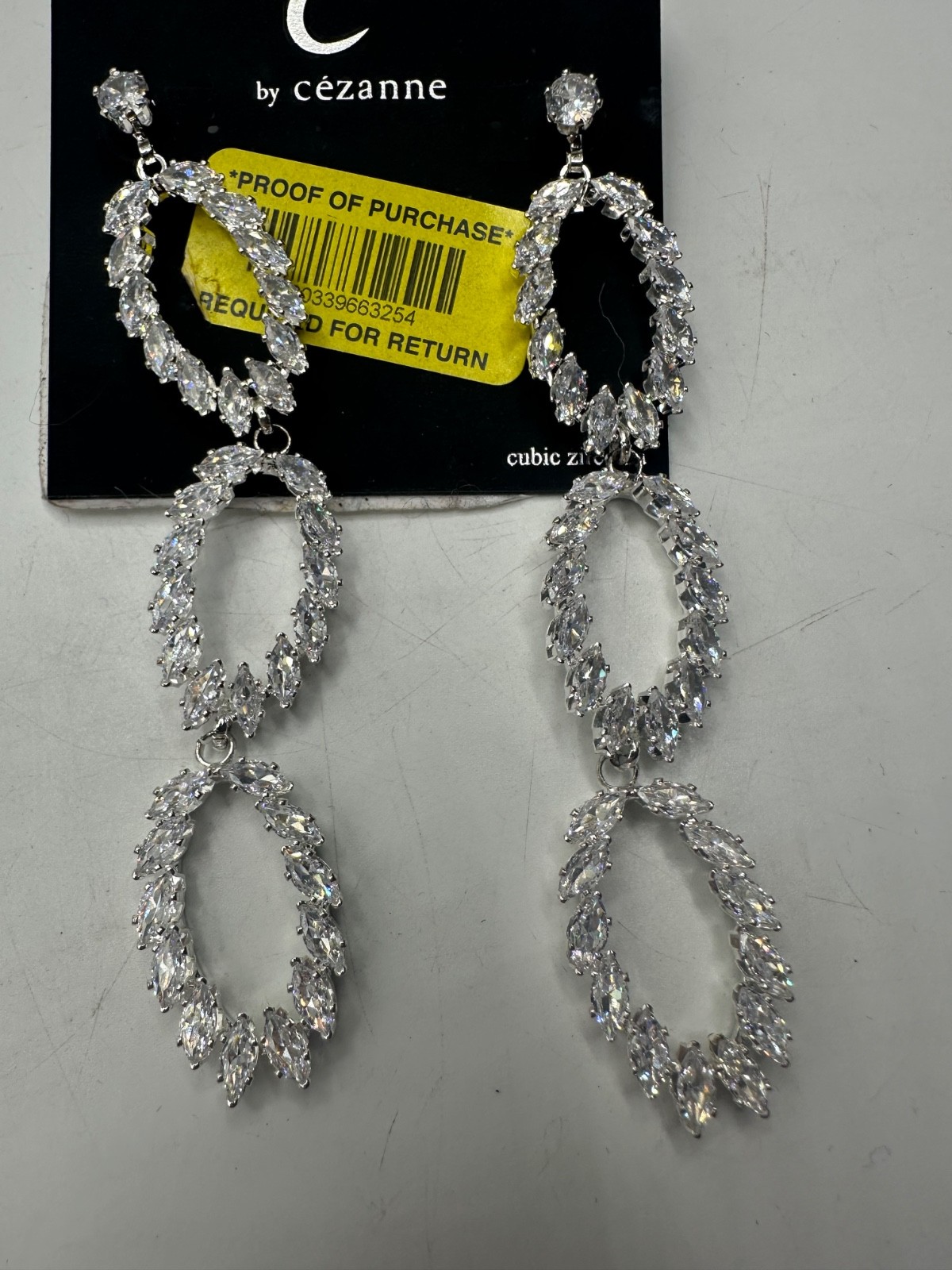 Cezanne linear drop clear rhinestone earrings – ideal for sensitive skin NWT
