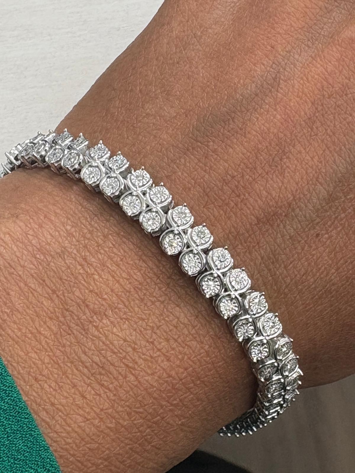 1.00cttw 925 Sterling Silver Lab Grown Diamond Tennis Bracelet 7″ LBG6638