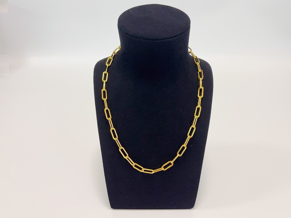 18k Yellow Gold 7mm Paperclip Chain Dainty Link Necklace Womens Mens 22″- 28″