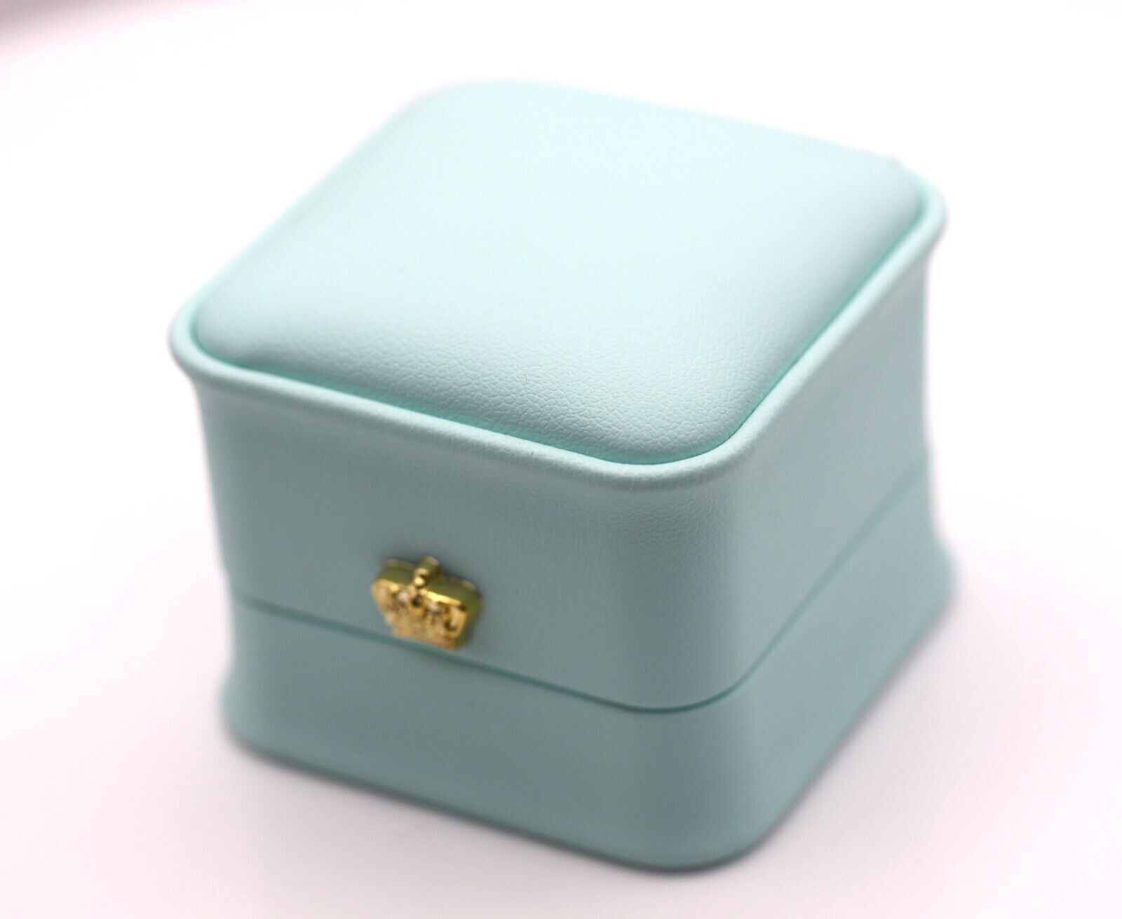 PU Leather Velvet Interior Teal Blue Color Jewelry Gift Proposal Ring Box
