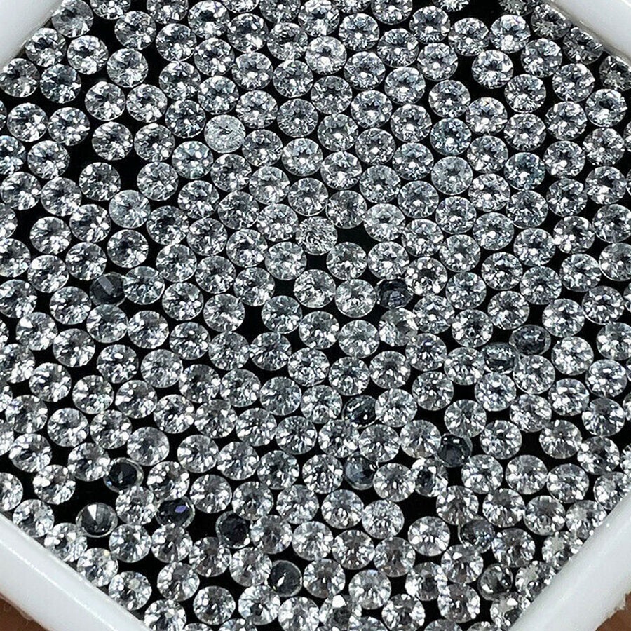 VVS 500 Pcs Natural White Topaz 1mm Round Diamond Cut Calibrated Gemstones Lot