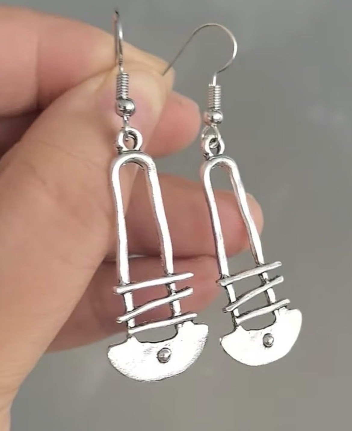 Boho Dangle Earrings – Silver Ethnic Earrings – Artisan Dangle Earrings –