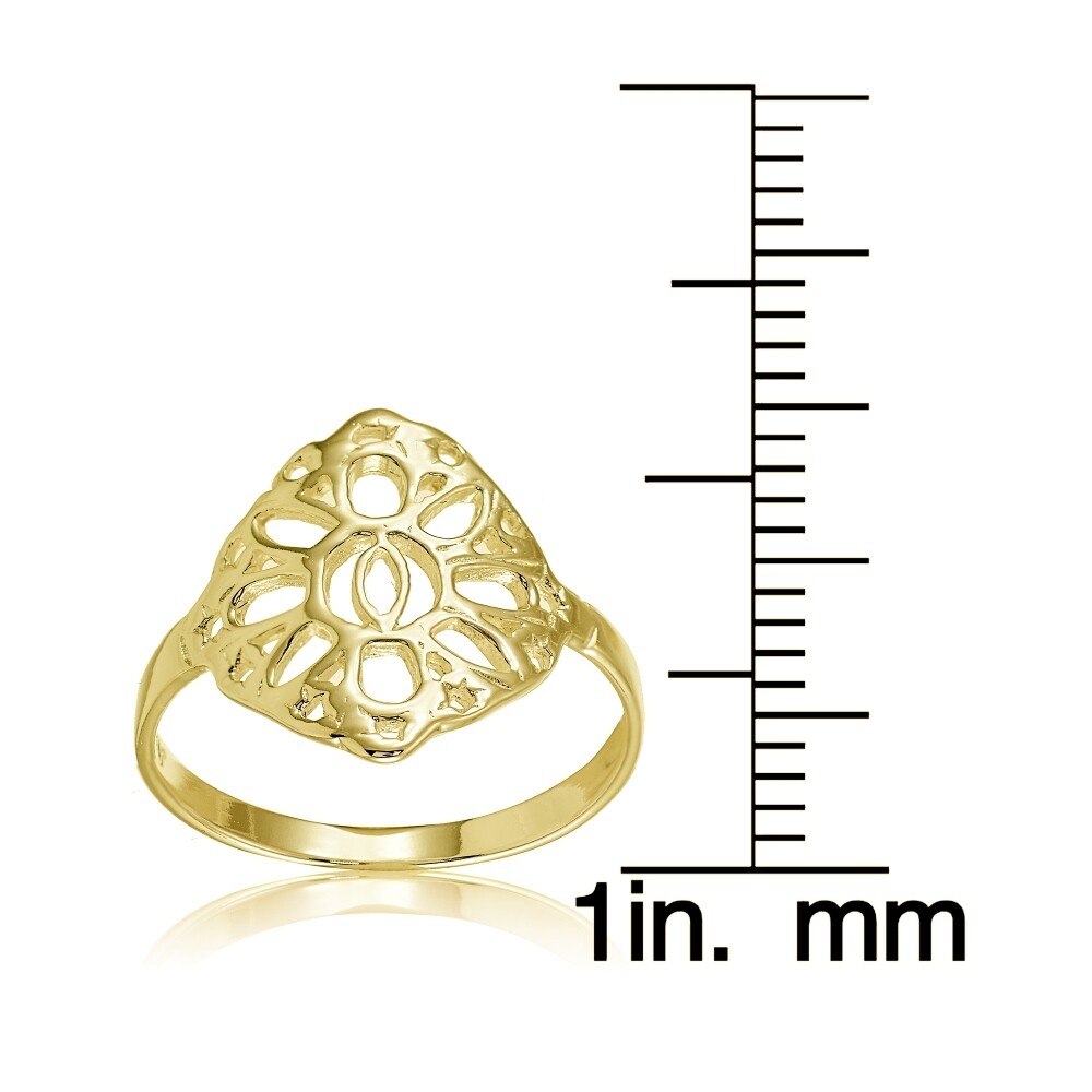 Yellow Gold Flashed Sterling Silver Filigree Celtic Sun Ring, Size 7