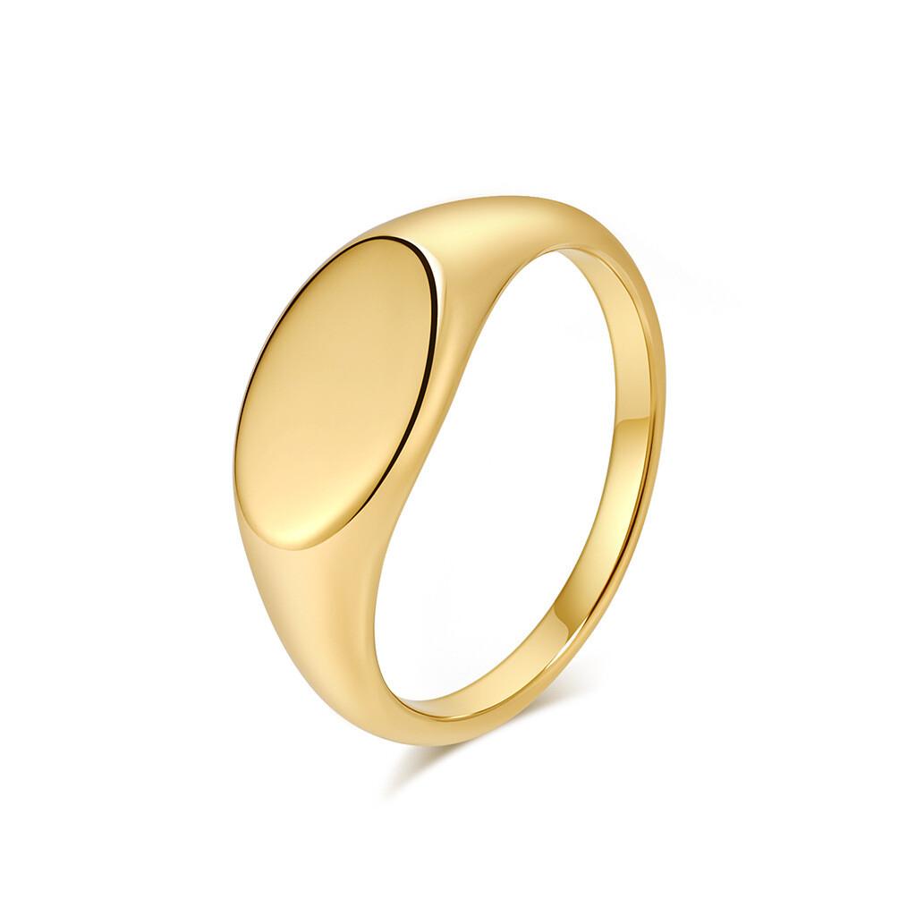 Women Signet Ring Stainless Steel Plain Square Shape Simple Wedding Statement