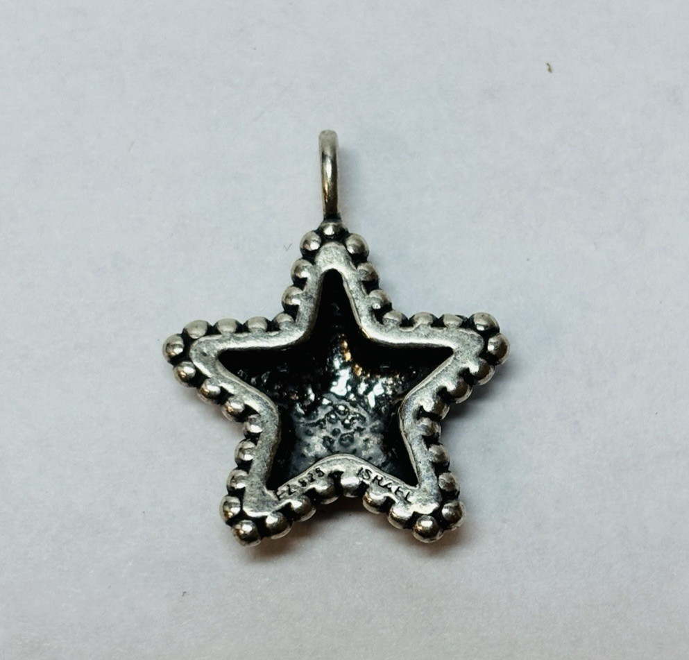Or Paz Israel Sterling 925 Silver Beaded Outline Star Pendant