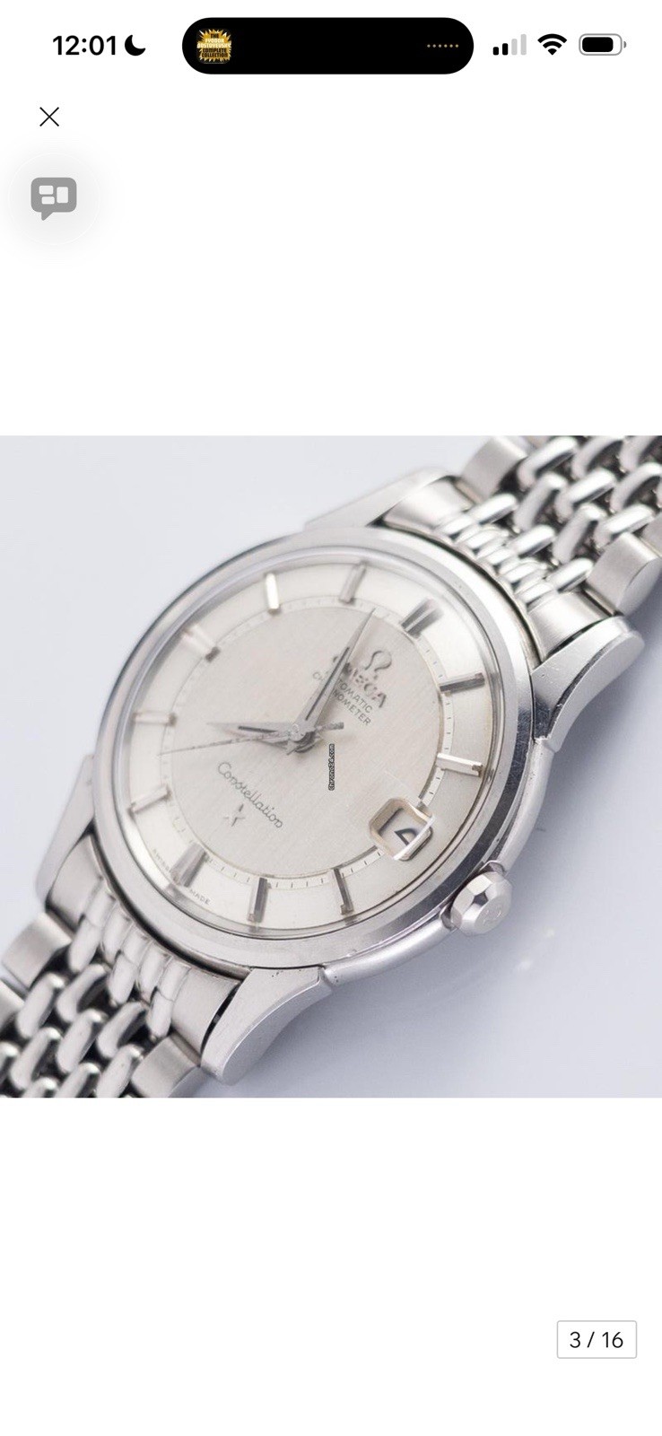 Omega Constellation RARE “Railroad Minute Track” Dial, 1959 Reference 14393