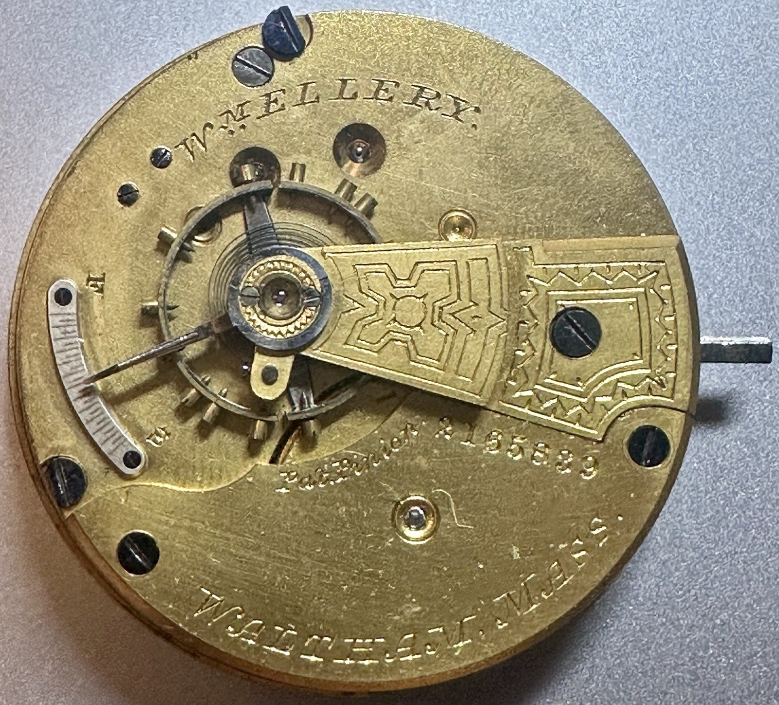 * 1883 18S WALTHAM Wm Ellery 11J M. 1877 11J HC LS Pocket Watch Movement S79