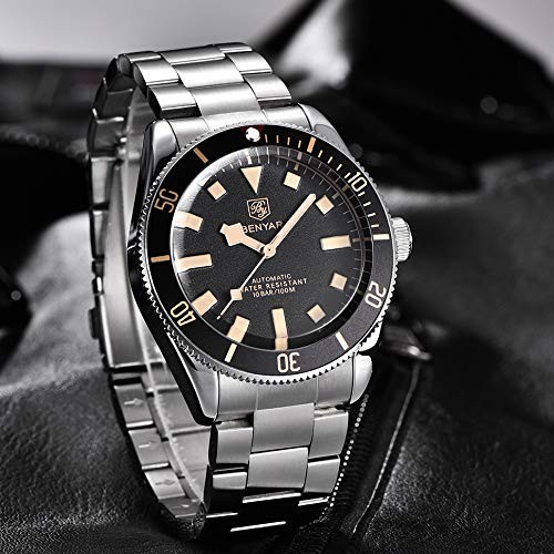 Mens Automatic Watch 42mm Stainless Steel Mechanical Waterproof 100M Diver Bezel