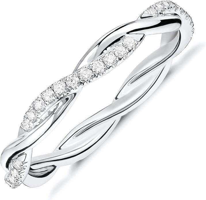 Women Classic Jewelry Ring Exquisite Twisted Ring Engagement Round Eternity Band