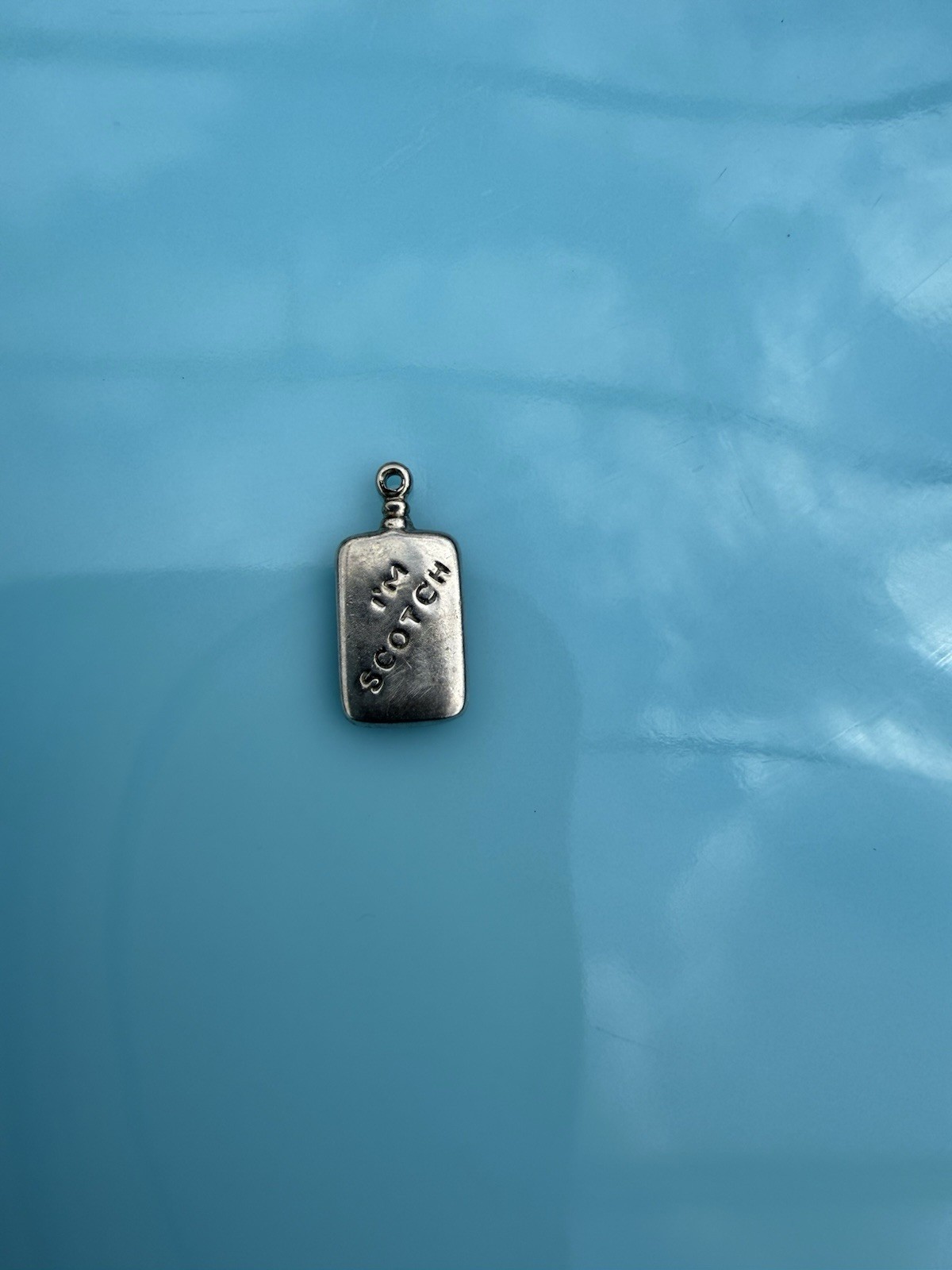 Vintage Sterling Charm Liquor Flask With I’m Scotch Double Sided Pendant .8g