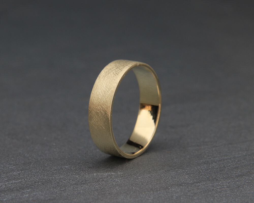 14K Gold Rough Brushed Rustic Men Wedding Band | 3mm 4mm 5mm 6mm 7mm 8mm