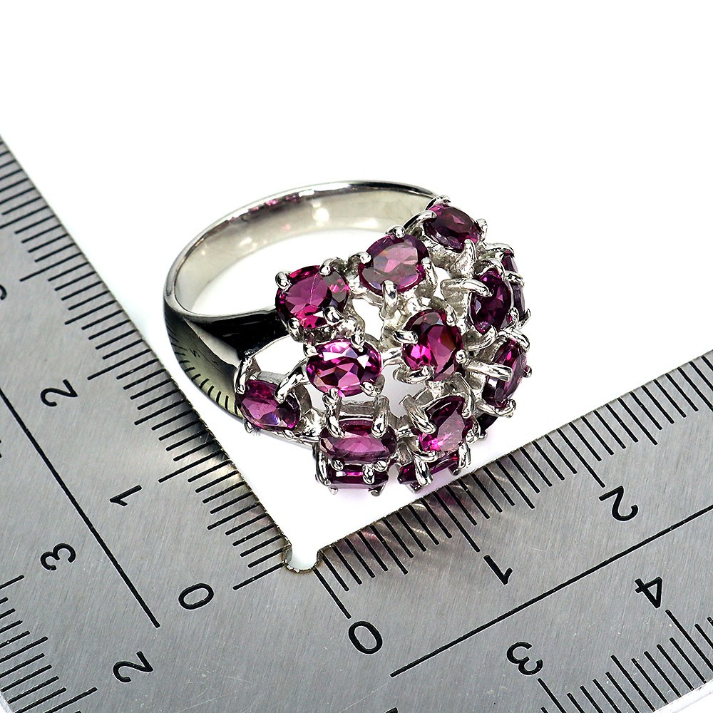 925 Sterling Silver Ring Oval Rhodolite Garnet Natural Gemstone Jewelry Size 9