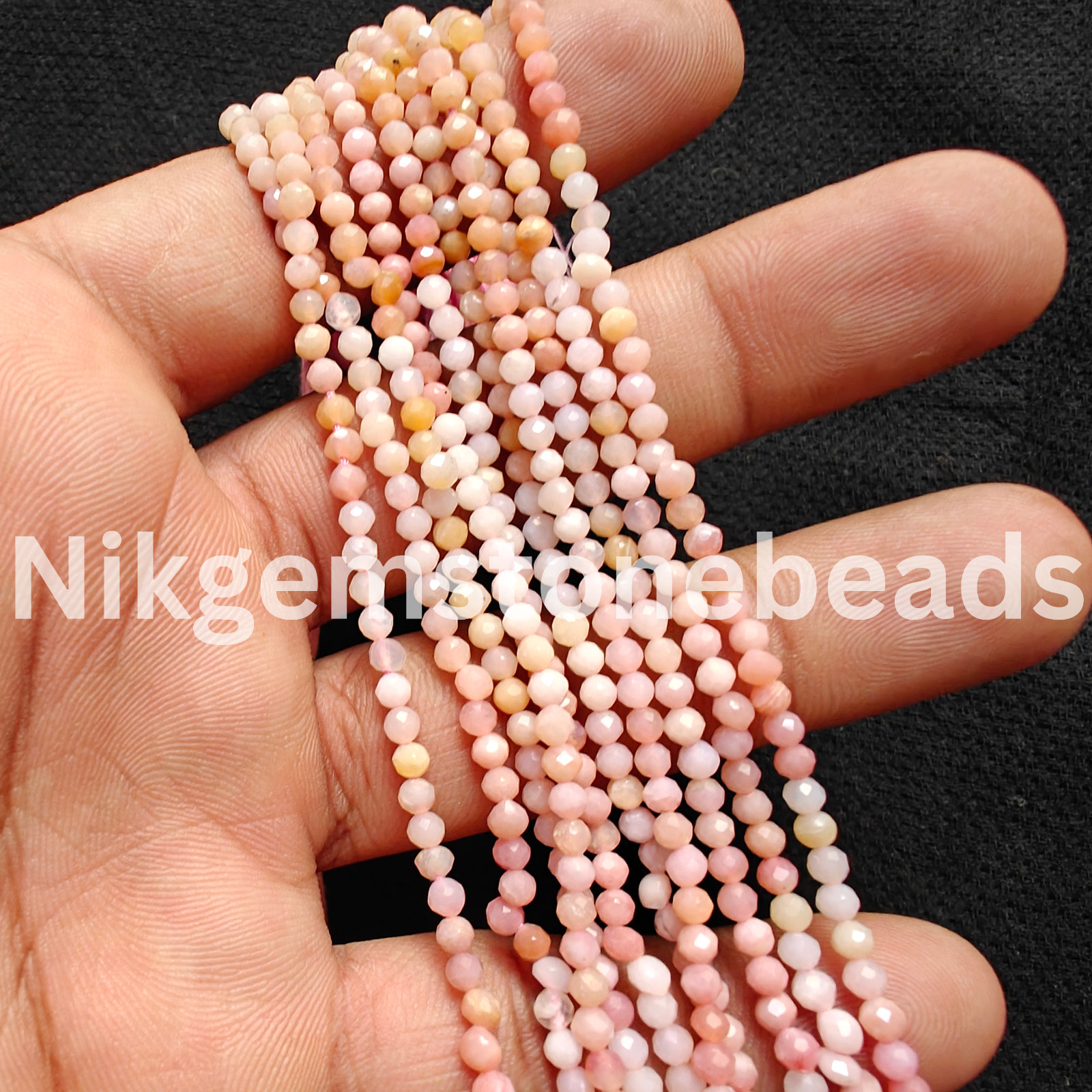 Natural Shaded Peruvian Opal Beads, Micro Faceted Round Cut Stone, 3.25-3.45 MM.