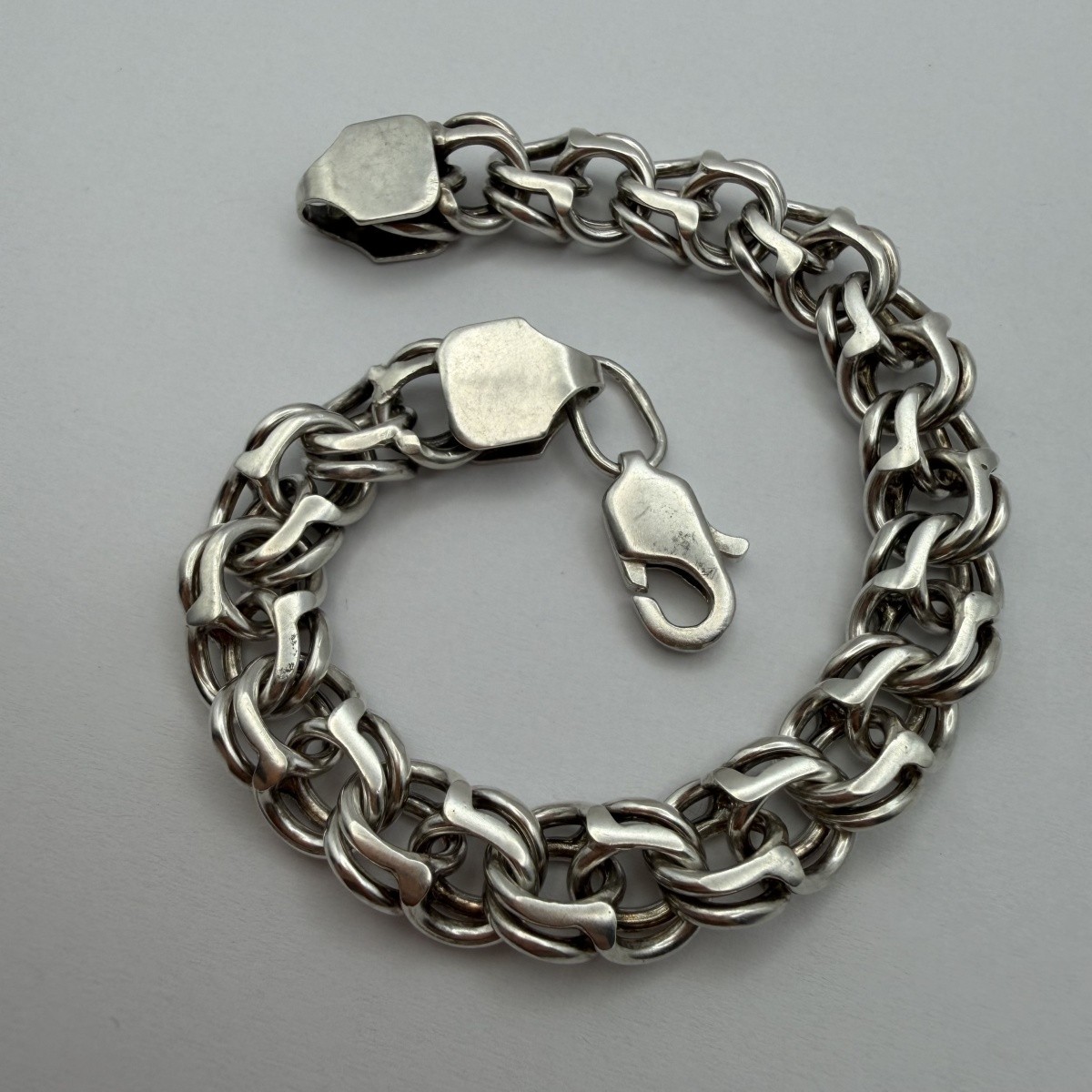 Vintage Heavy Sterling Silver Bismarck Bracelet Handmade Men’s Oxidized 20cm