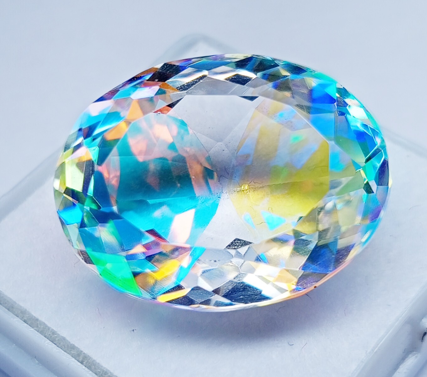 Flawless 23 Ct+ Loose Gemstone Natural Rainbow Mystic Topaz EGL Certified Oval