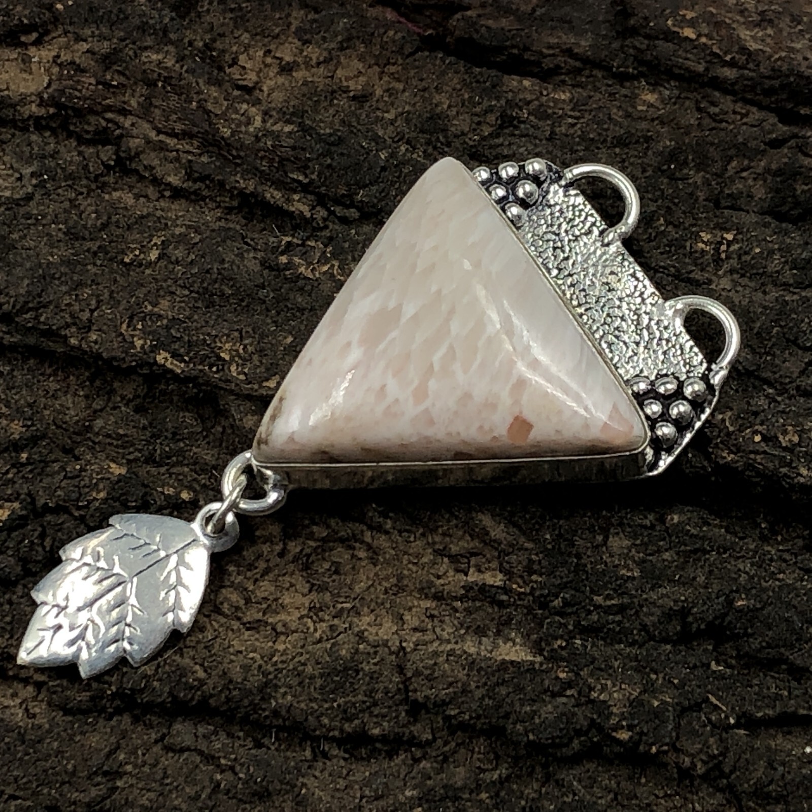 Gift For Women Jewelry Natural Pendant Sterling Silver Orange Scolecite 2.36″