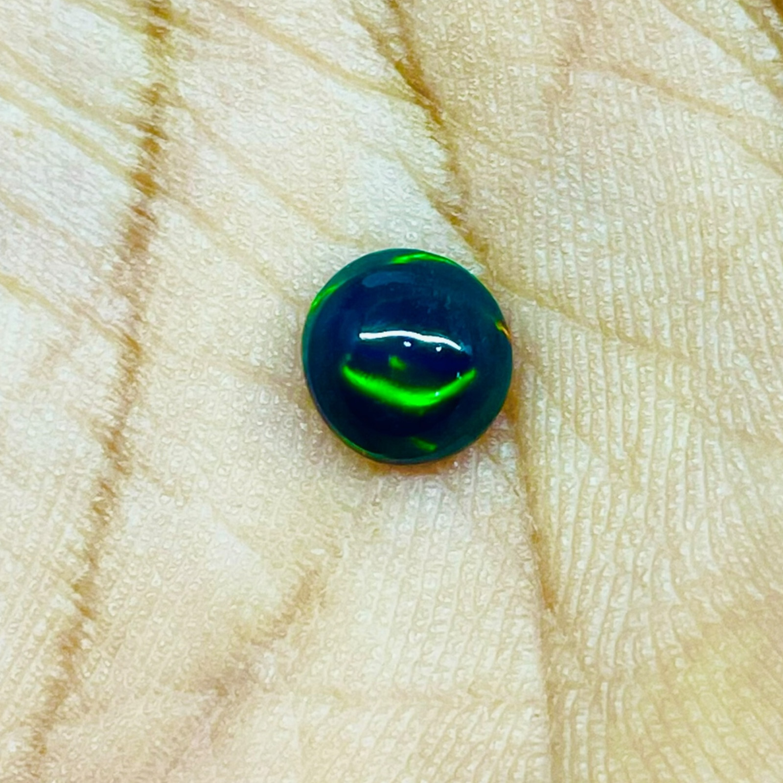 1.00 Ct Natural Ethiopian Black Opal 7.7 Round Flashy Loose Cabochon Gemstone