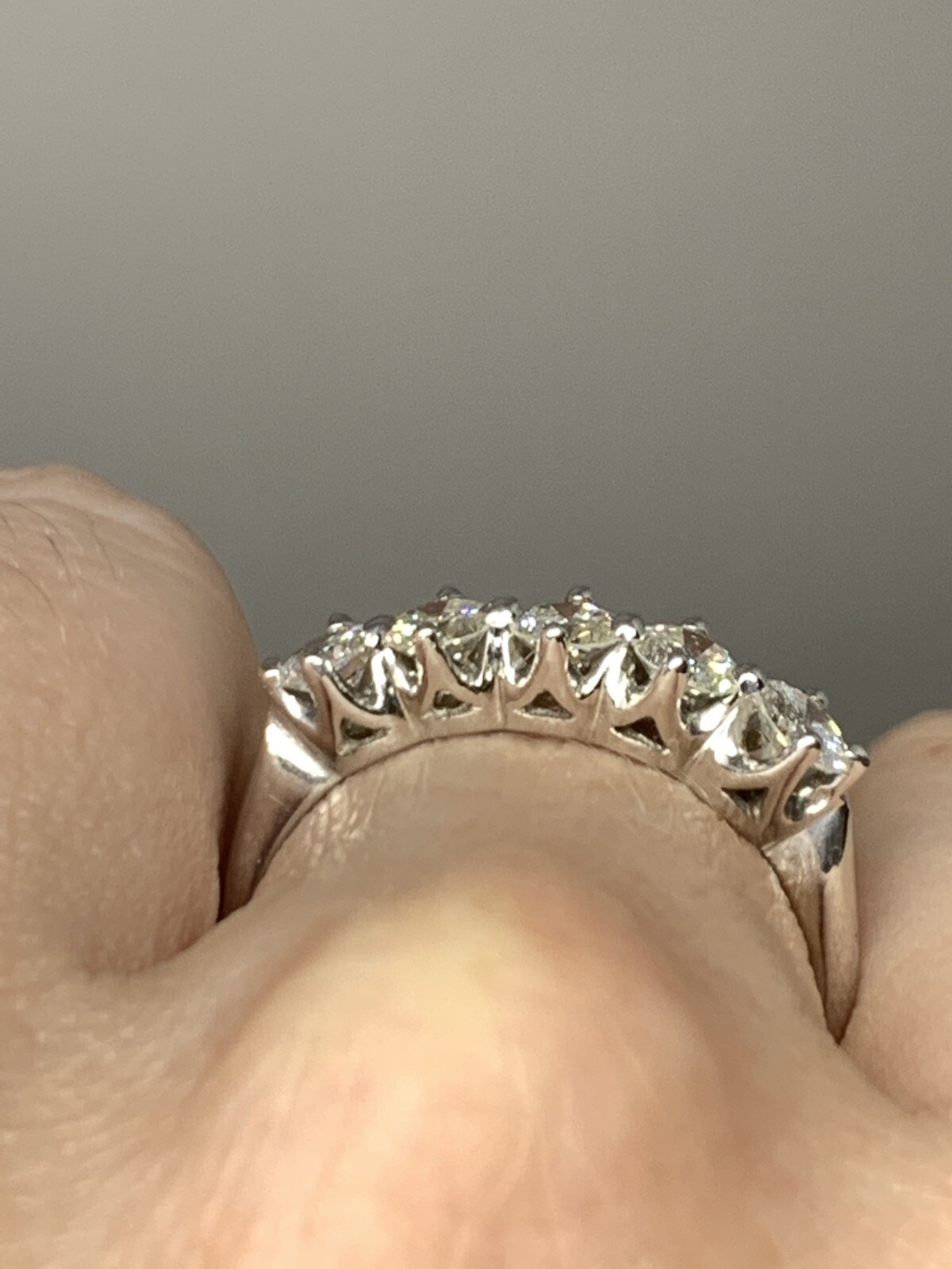 14k White Gold 1.00ctw Diamond 5 Stone Ring Anniversary Band G-I VS