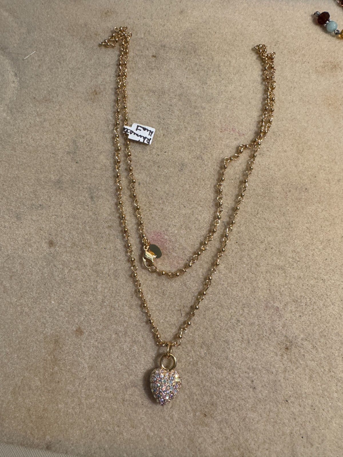 Vintage Kirks Folly Pave Swarovski Crystal Reversible Puffed Heart Signed