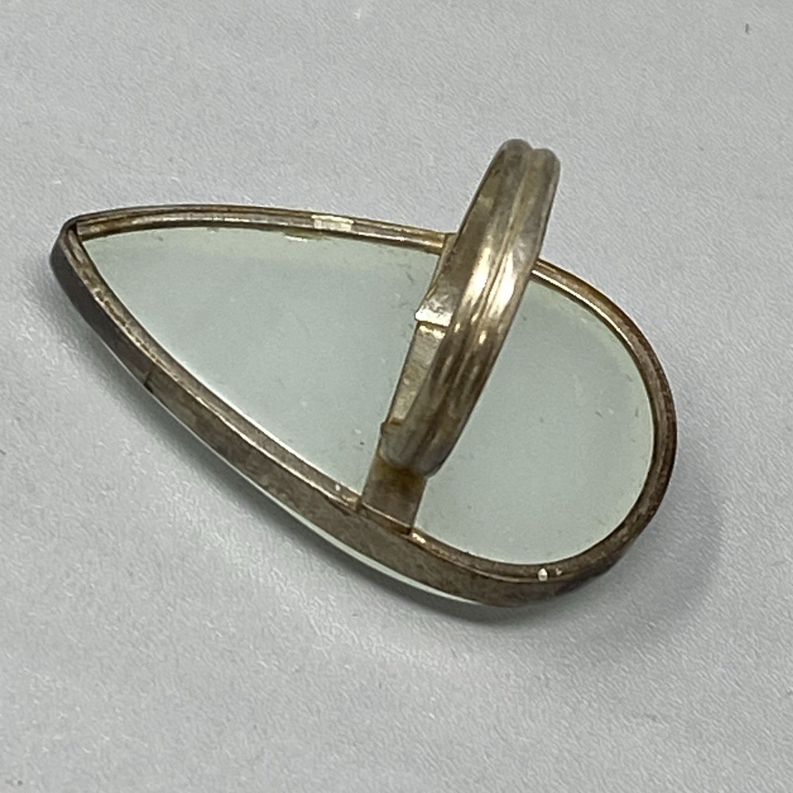 Creamy White Stone Ring Large Teardrop Chunky Retro Bohemian Marked 925 Size 8