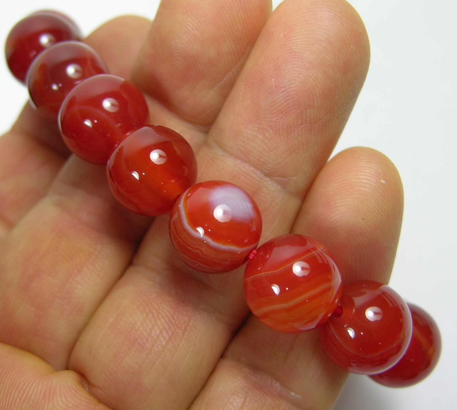 #6 Brazil Natural 12mm bead Carnelian stretch Bracelet 7.5 inches