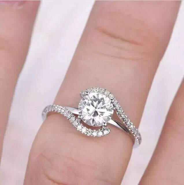 2Ct Round Lab-Created Diamond Solitaire Engagement Ring 14K White Gold Plated