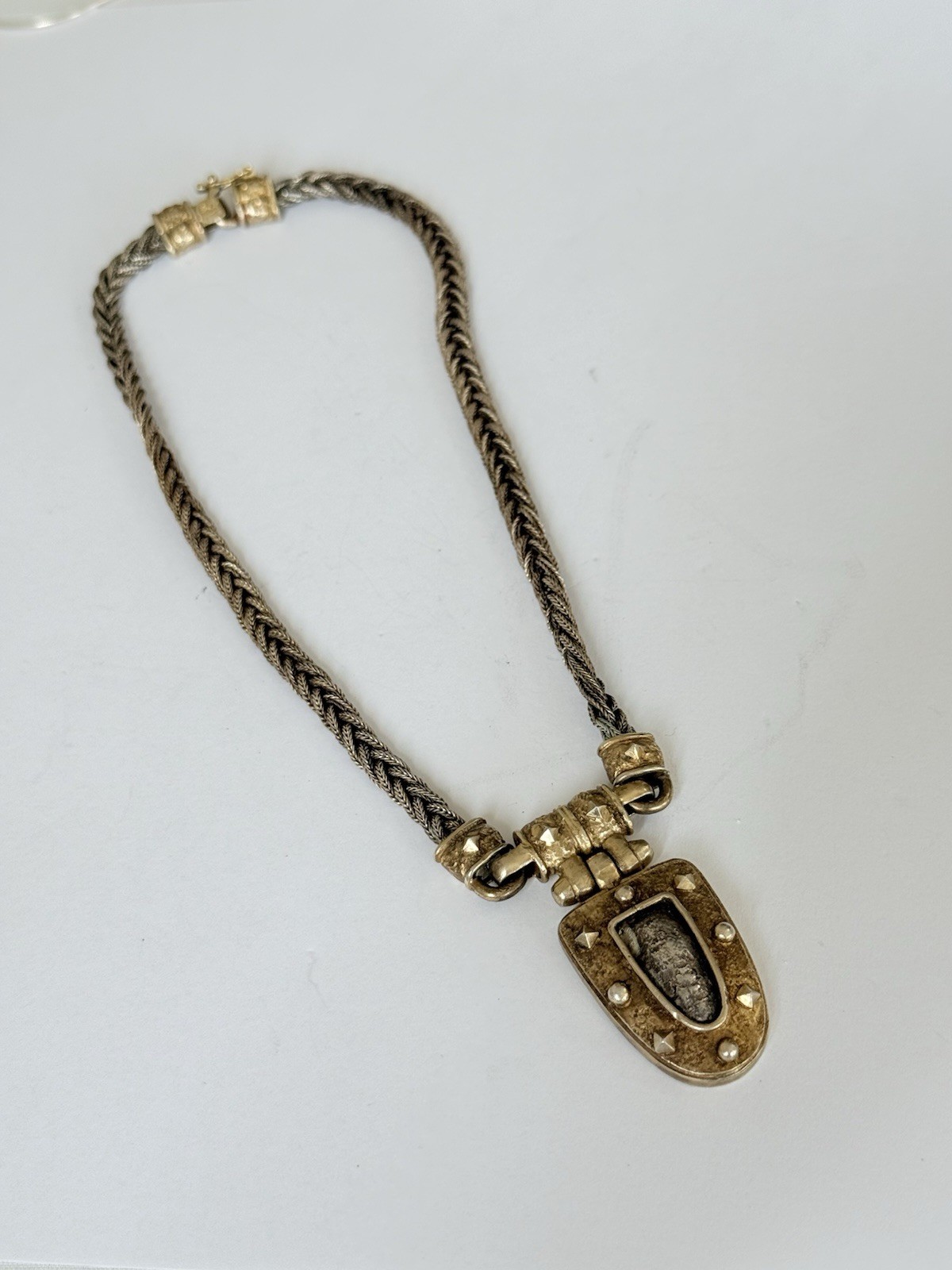 VINTAGE ANATOLI STERLING SILVER GOLD GILT BRAIDED LINK CHAIN NECKLACE 45-GRAMS