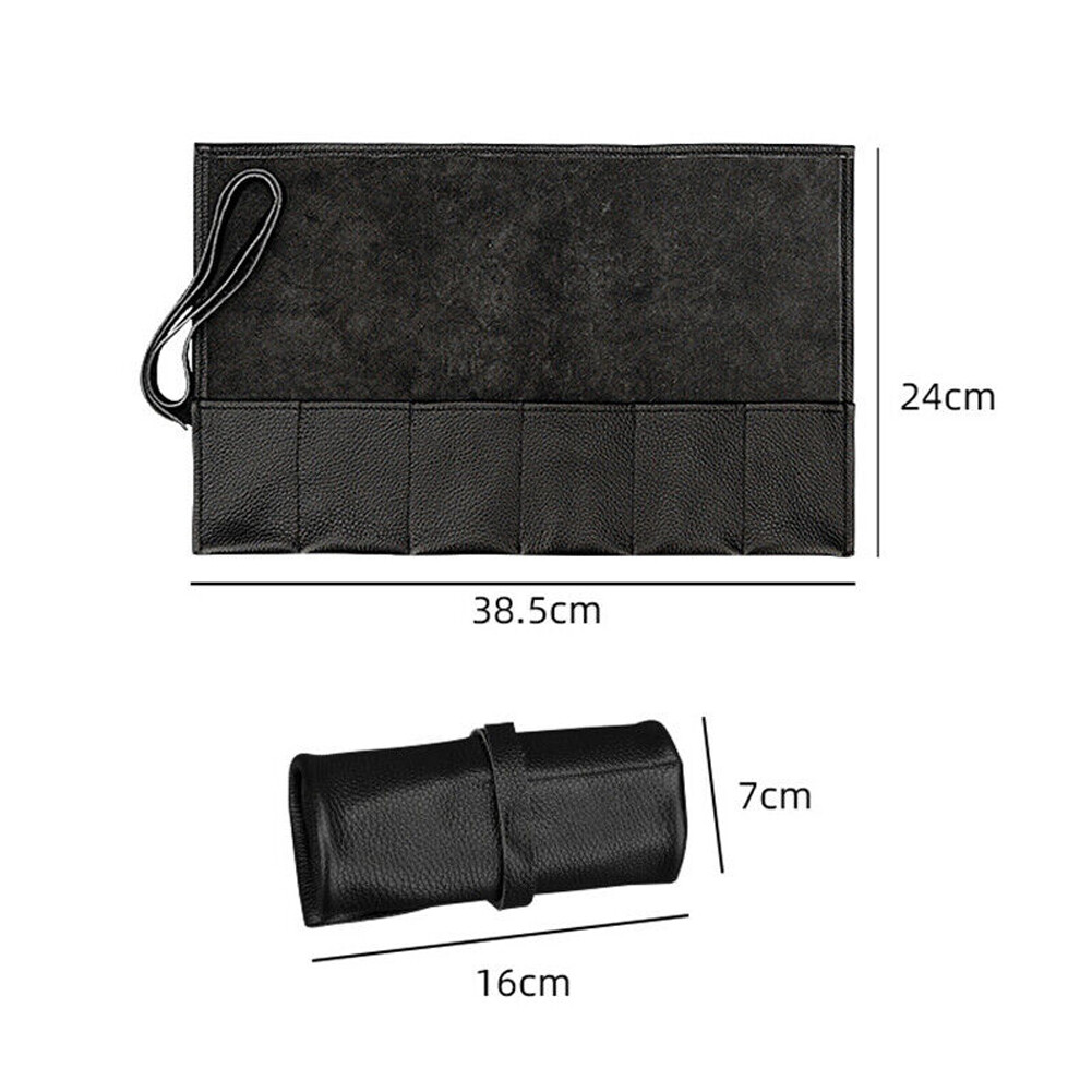 6 Slots Watch Roll Travel Case Genuine Leather Watches Jewelry storage Pouch Bag