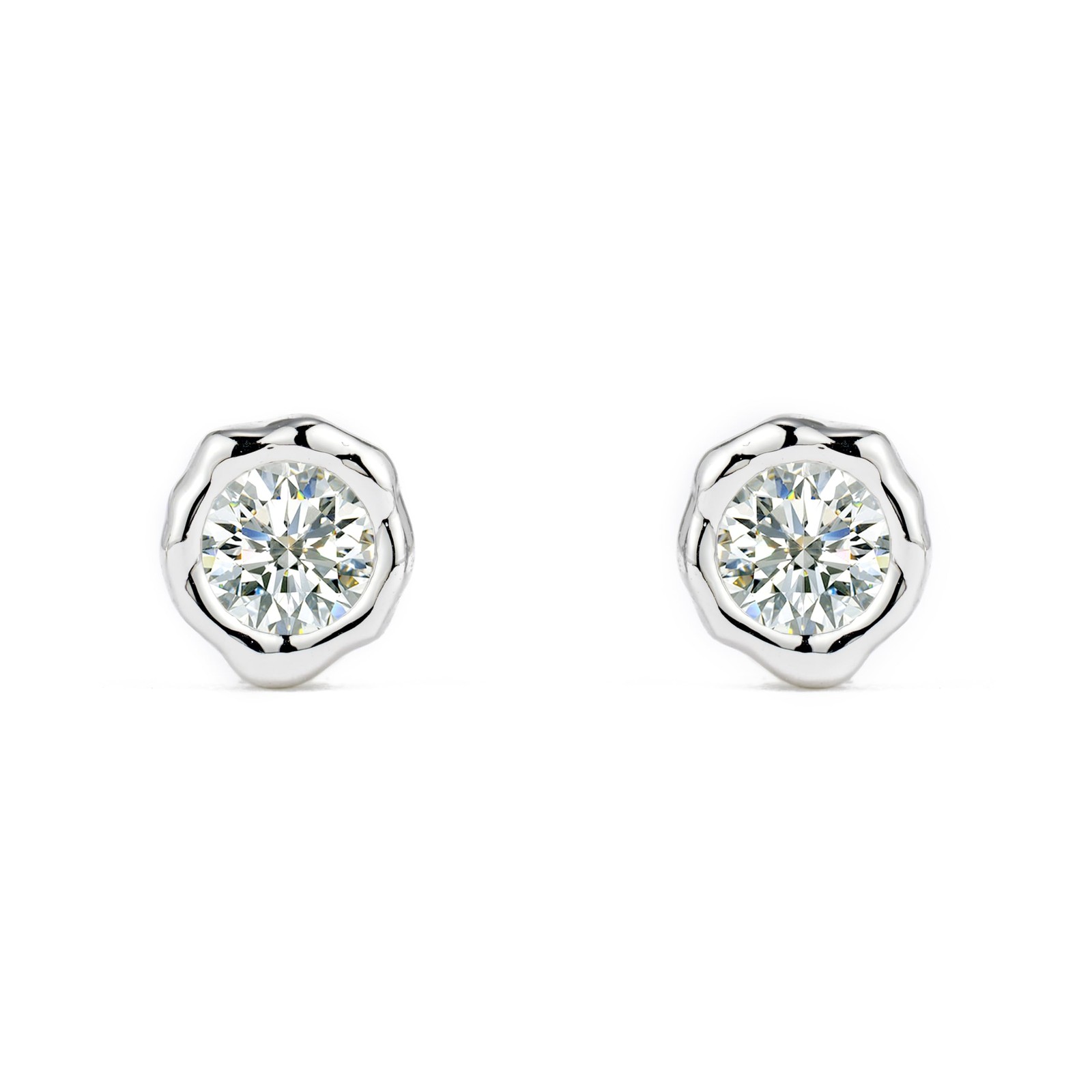 Belle Brighton Irregular Cubic Zirconia Stud Earrings 18k One Size, Silver