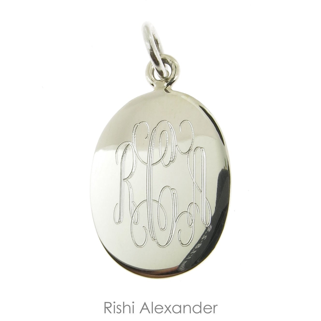 925 Sterling Silver Monogram Personalized Oval Pendant