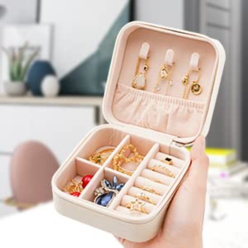 Elegant Portable Travel Jewelry Box with Mirror – Compact Organizer for Women