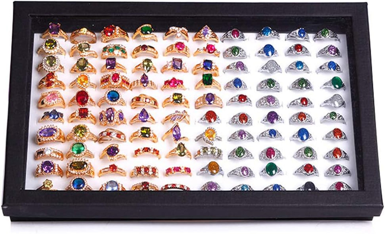 Jewelry Rings Display Tray Velvet 100 Slot Case Box Jewelry Storage Box | Ring B