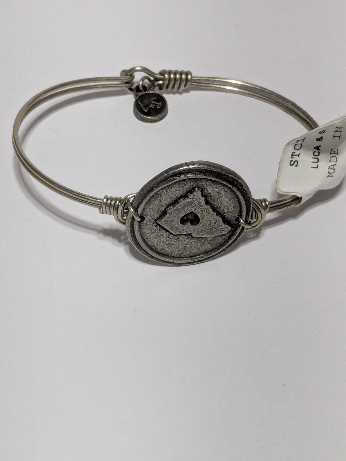 NWT Luca And Stella South Carolina State Outline Silver Tone Wire Bracelet 6.25″