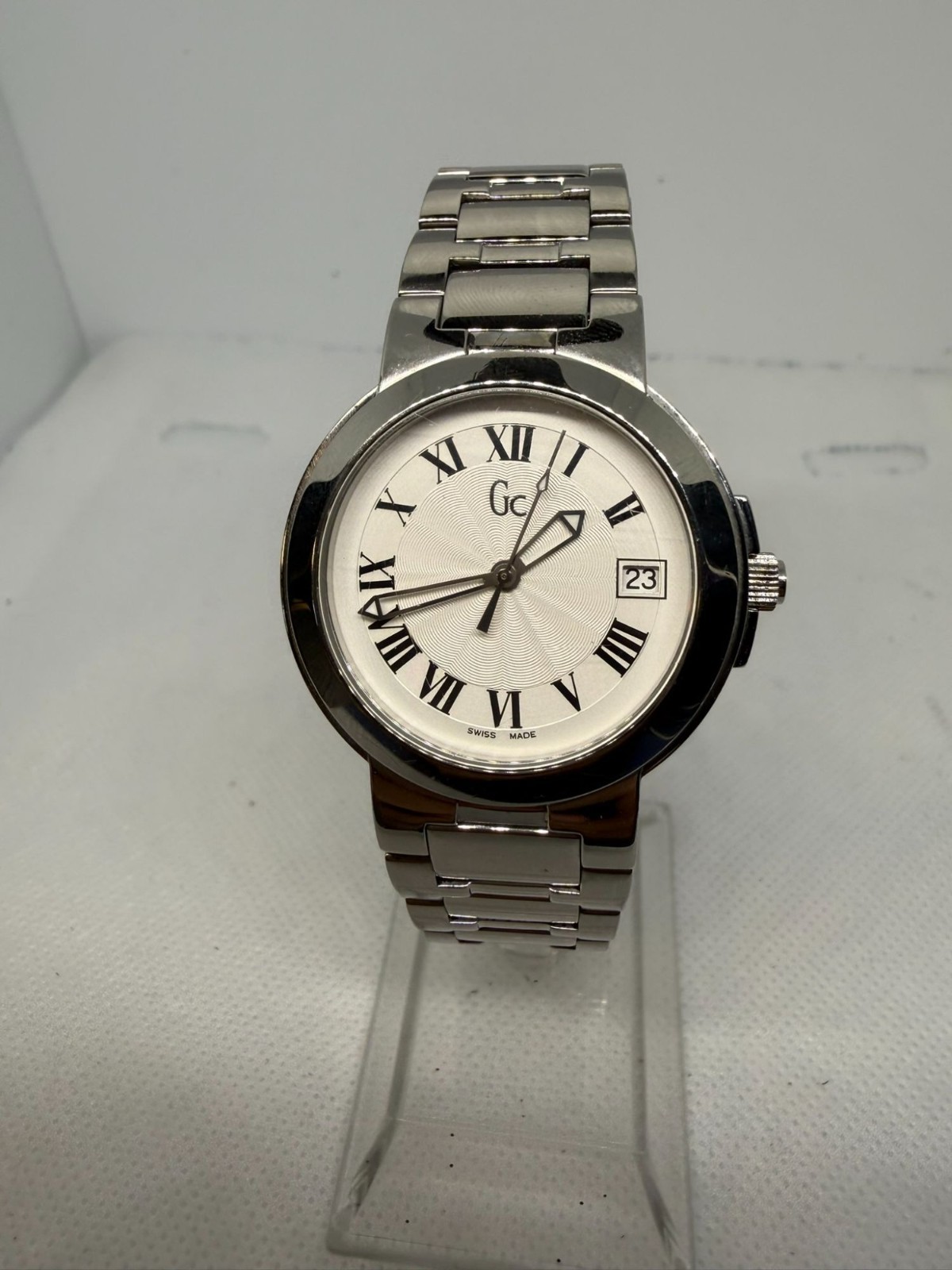 GC Guess Collection Women SS White Dial Roman Numeral Swiss Quartz Watch GC15500