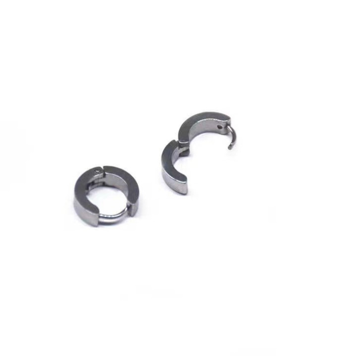 2pcs 4MM Small Men Women Stainless Steel Plain Hoop Huggie Ear Stud Earrings