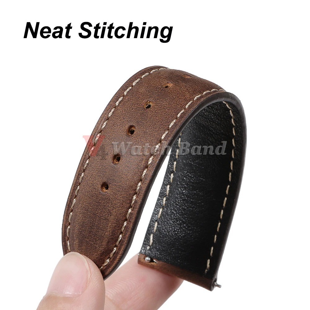 Calfskin Leather Watch Band 18mm 20mm 22mm 24mm Butterfly Clasp Buckle Men